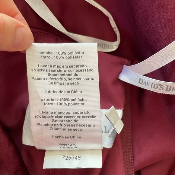 NWT David’s Bridal Short Pleated Satin Strapless Dress Style F14212 Wine Size 18 - Picture 11 of 15